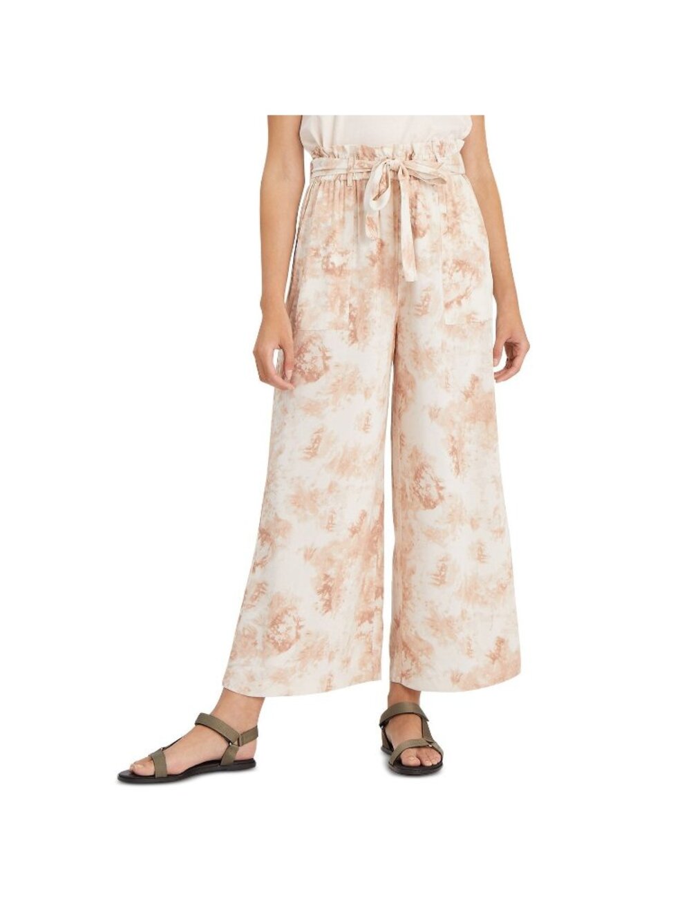 Sanctuary Women High Tide Crop Wide Pants Tie-dye print Ivory Size XS $129
